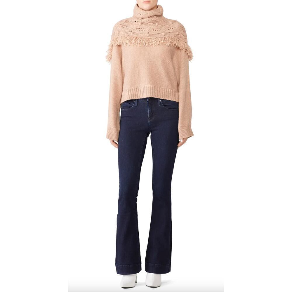 Rachel Zoe Fringe Pullover Sweater Alpaca Wool Sweater SZ S